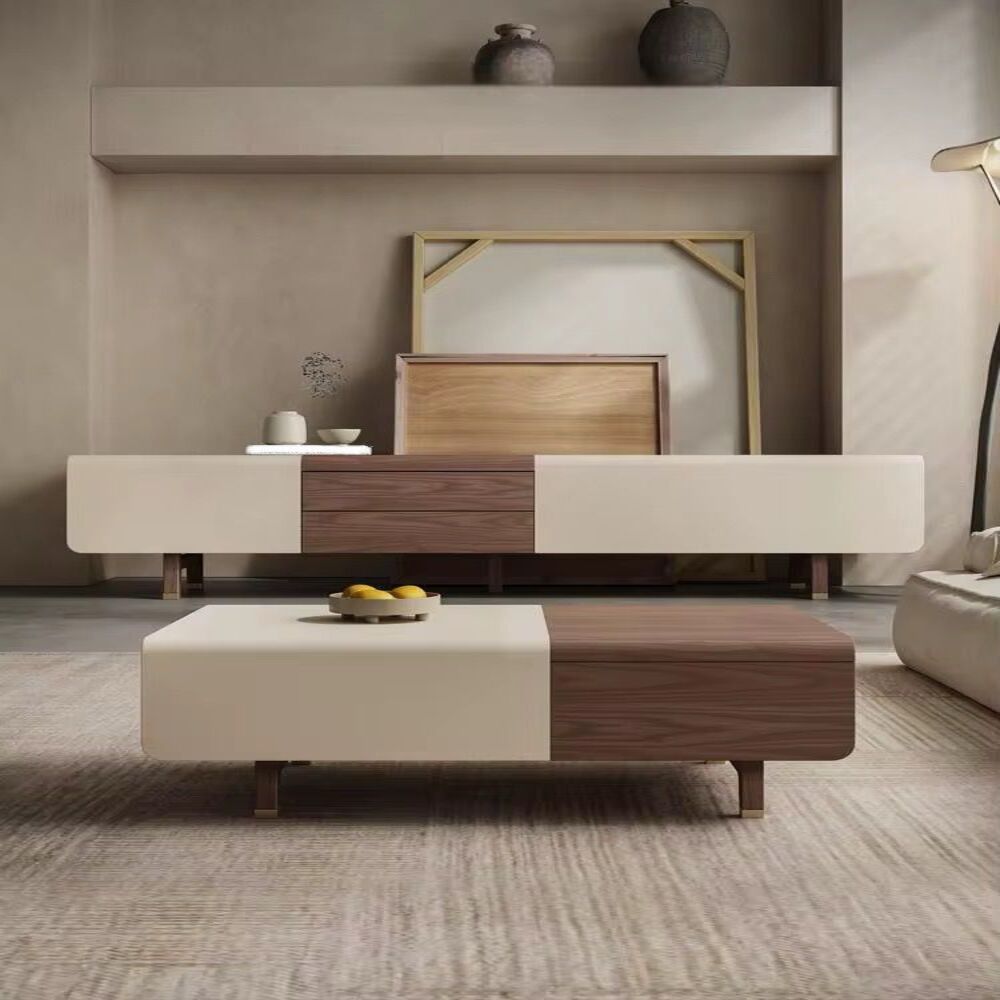 Luxe Solid Wood TV Table 200cm Off White