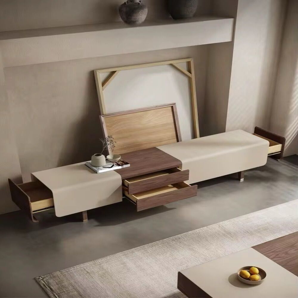 Luxe Solid Wood TV Table 200cm Off White