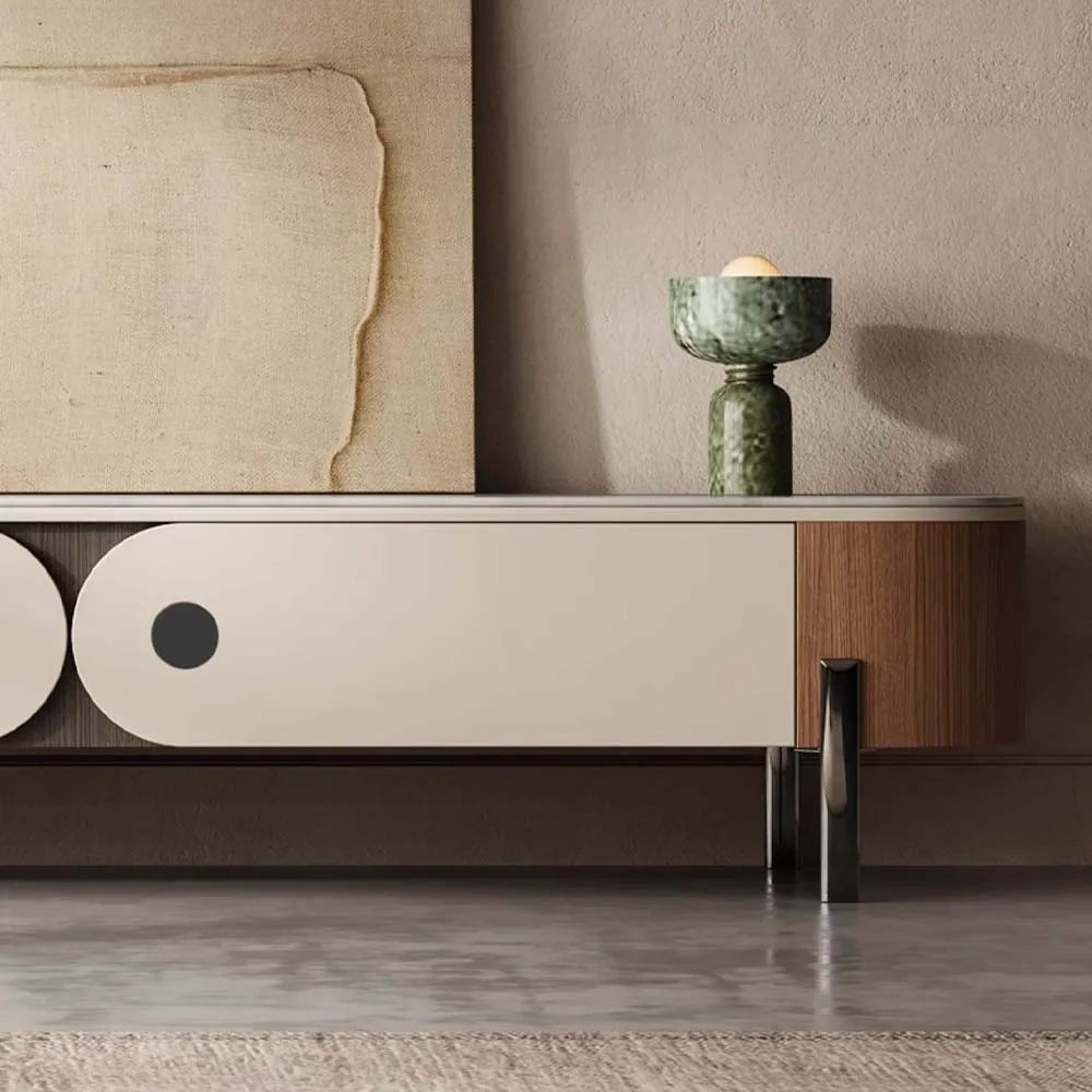Solid Wood TV Table With Marble Top 200cm