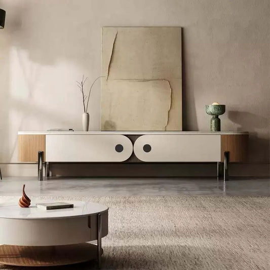 Solid Wood TV Table With Marble Top 200cm