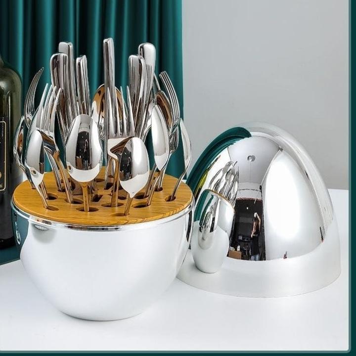 Spoon Holder With Spoon Egg Shape Tableware Storage Holder Spoon Stand Utensil Organizer Fork And Knife Caddy Plastic Cutlery Storage For Kitchen, (Gold 6 Spoon & 1 Ice Tong)