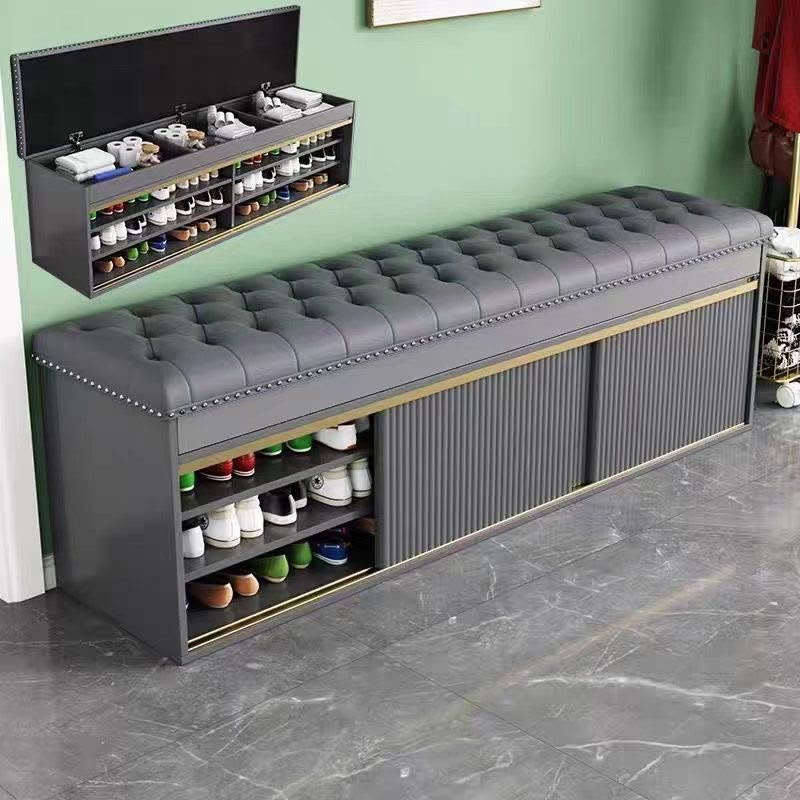 Monarch Luxury Shoe Bench Storage Cabinet – Grey