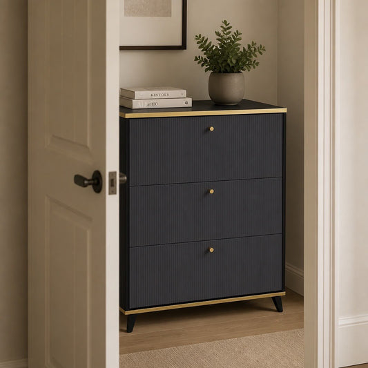 Monarch Slim Shoe Cabinet – 3 Drawer Storage Console