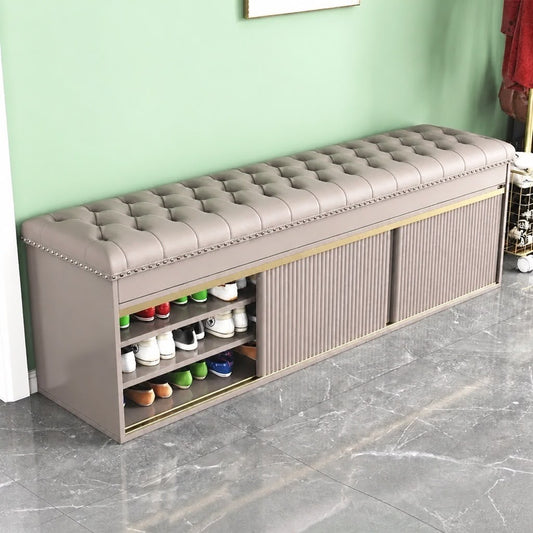 Monarch Luxury Shoe Bench Storage Cabinet – Beige