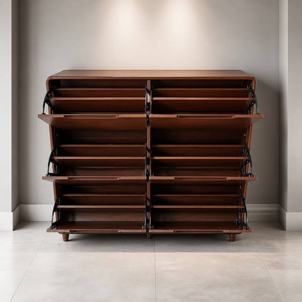 Elegant Slimline 6-Drawer Wooden Shoe Cabinet 120x24x120 cm