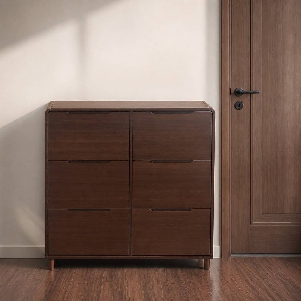 Elegant Slimline 6-Drawer Wooden Shoe Cabinet 120x24x120 cm