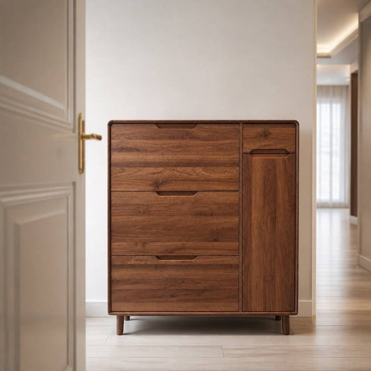 Warm Wooden Storage Shoe Cabinet 100x25x120 cm