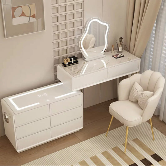 Dressers ; Dressing Table ; bedroom dresser ;makeup table ; makeup dressing table ; led mirror ; make up ; modern dresser ; wooden dresser ; Modern vanity table ; Luxury dressing table ; Contemporary vanity set ; LED lighted mirror ; Vanity with storage ; Stylish dressing