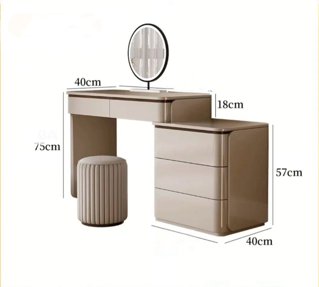 Solid Wood Dressing Table - Vanity With LED Mirror and Chair