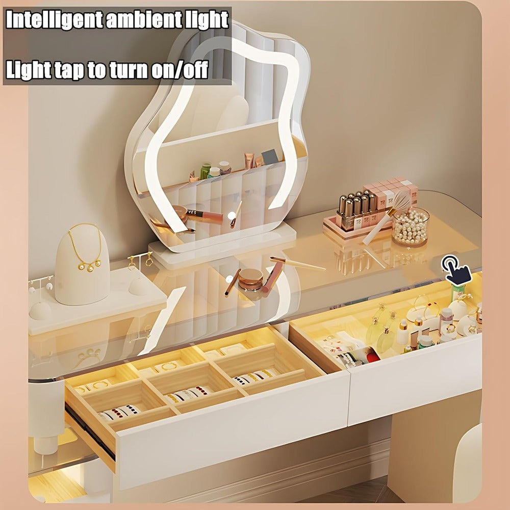 Dressers ; Dressing Table ; bedroom dresser ;makeup table ; makeup dressing table ; led mirror ; make up ; modern dresser ; wooden dresser ; Modern vanity table ; Luxury dressing table ; Contemporary vanity set ; LED lighted mirror ; Vanity with storage ; Stylish dressing 