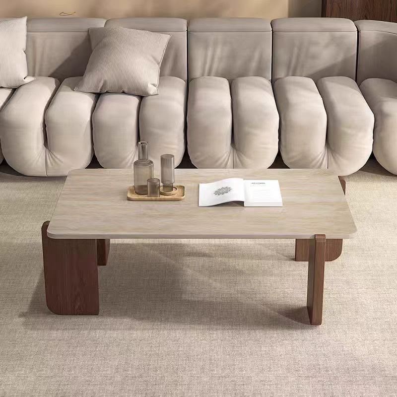 Terra Travertine & Walnut Coffee Table – 130cm