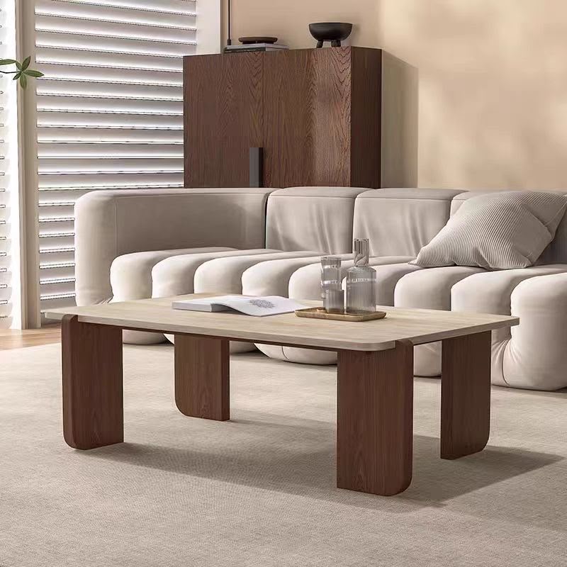 Terra Travertine & Walnut Coffee Table – 130cm
