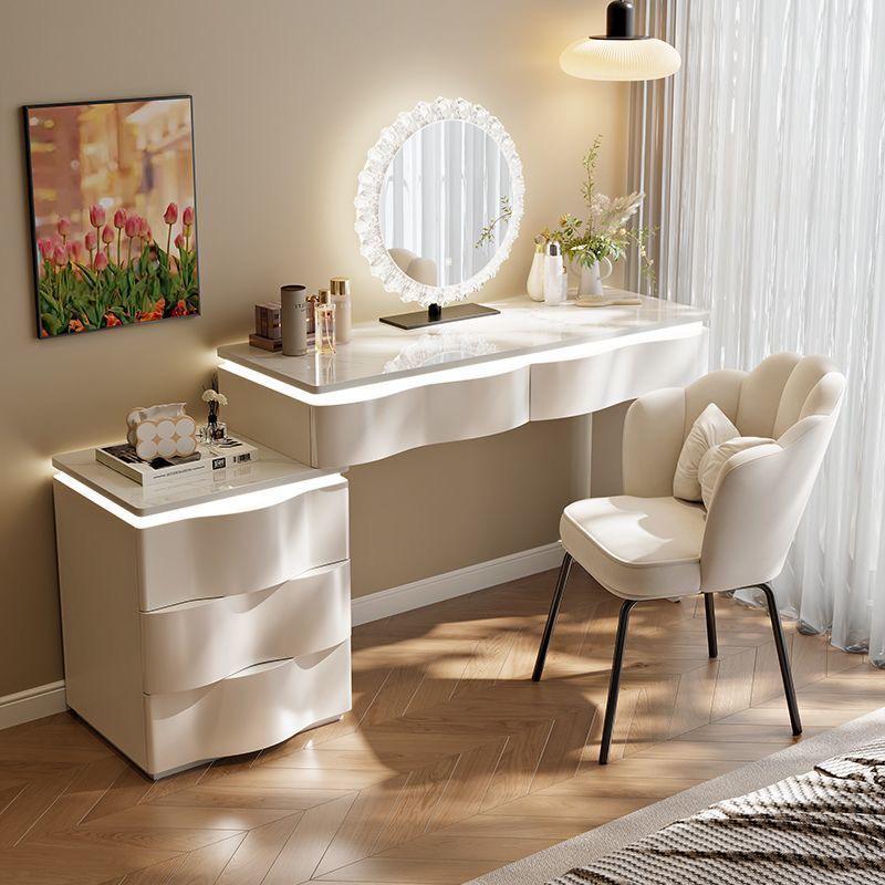Trendy Vanity With LED lights Marble Top White 120cm