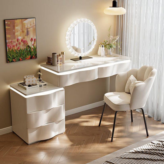 Trendy Vanity With LED lights Marble Top White 120cm