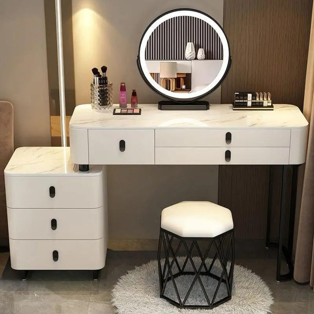 Dressers ; Dressing Table ; bedroom dresser ;makeup table ; makeup dressing table ; led mirror ; smart dressing table ; smart dresser ; make up ; modern dresser ; Dressing Table with LED mirror .