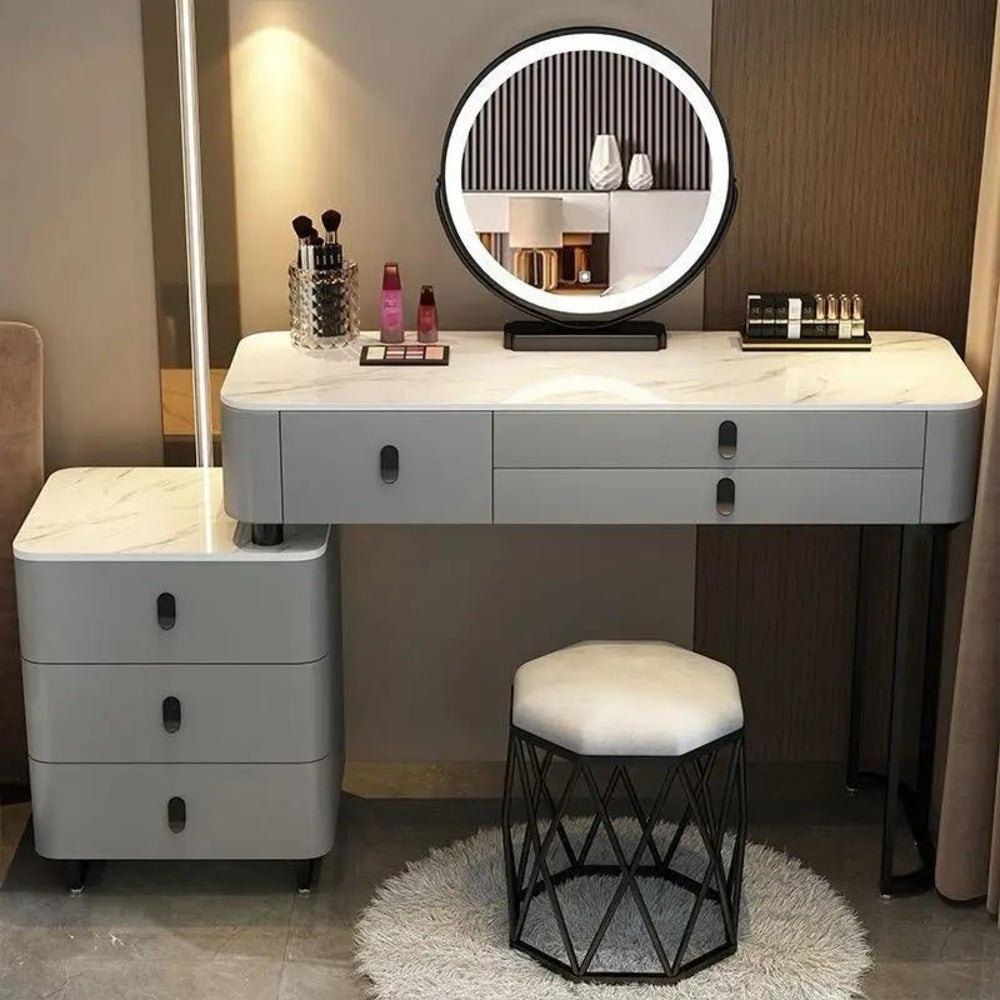Dressers ; Dressing Table ; bedroom dresser ;makeup table ; makeup dressing table ; led mirror ; smart dressing table ; smart dresser ; make up ; modern dresser ; Dressing Table with LED mirror .