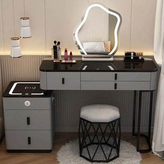 Vanity Table ; Modern Furniture ; Interior Design ; LED Mirror ; Home Decor ;Luxury Design ;Makeup Station ; Elegant Style Dressers ; Dressing Table ; bedroom dresser ;makeup table ; makeup dressing table ; led mirror ; make up ; modern dresser ; wooden dresser ; Modern vanity table ; Luxury dressing table ; Contemporary vanity set ; LED lighted mirror ; Vanity with storage ; Stylish dressing 