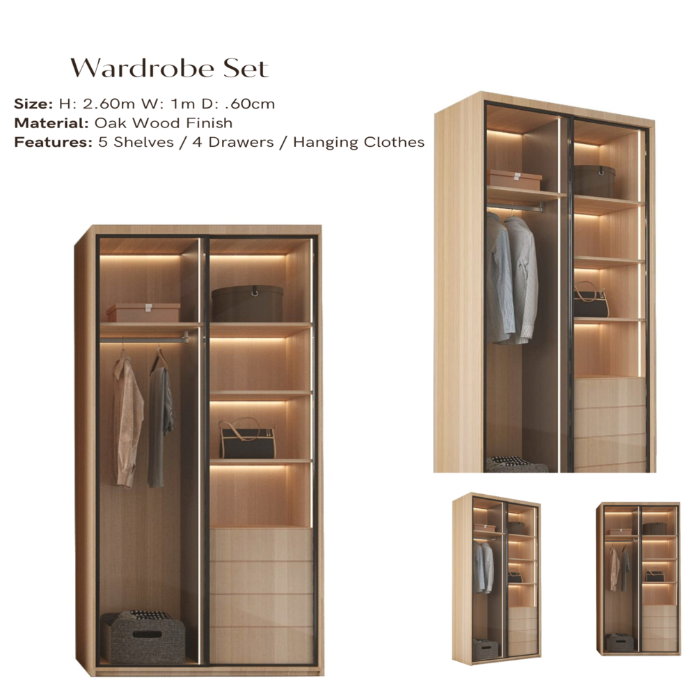The Alora Oak Wardrobe With Smart Sensor Light -1