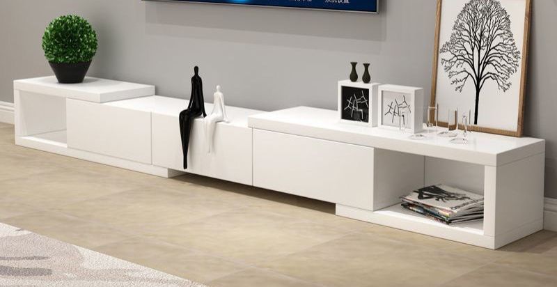 Solid Wood TV Table Adjustable 120cm To 220cm