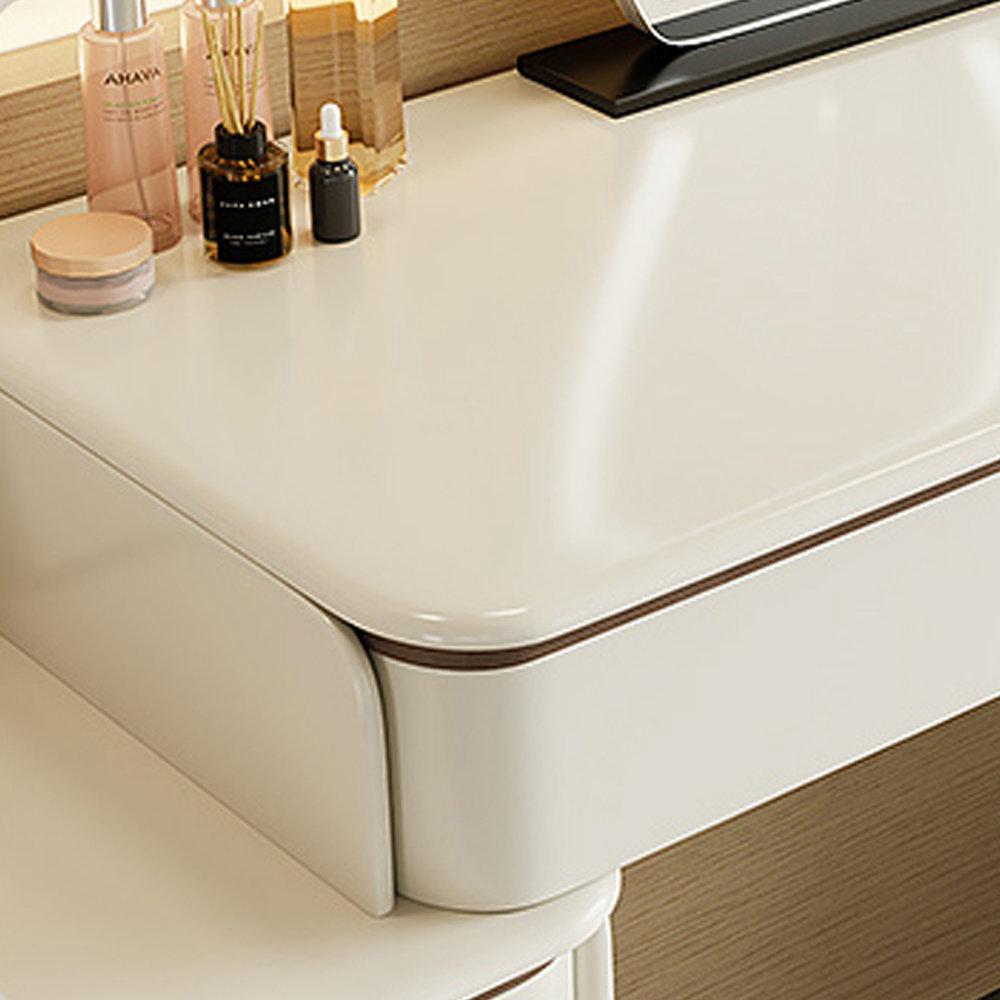 Solid Wood Dressing Table - Vanity With LED Mirror and Chair - White