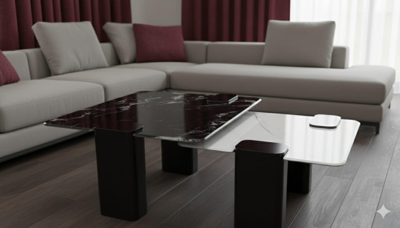 Coffee Table Set Of Two Black and White