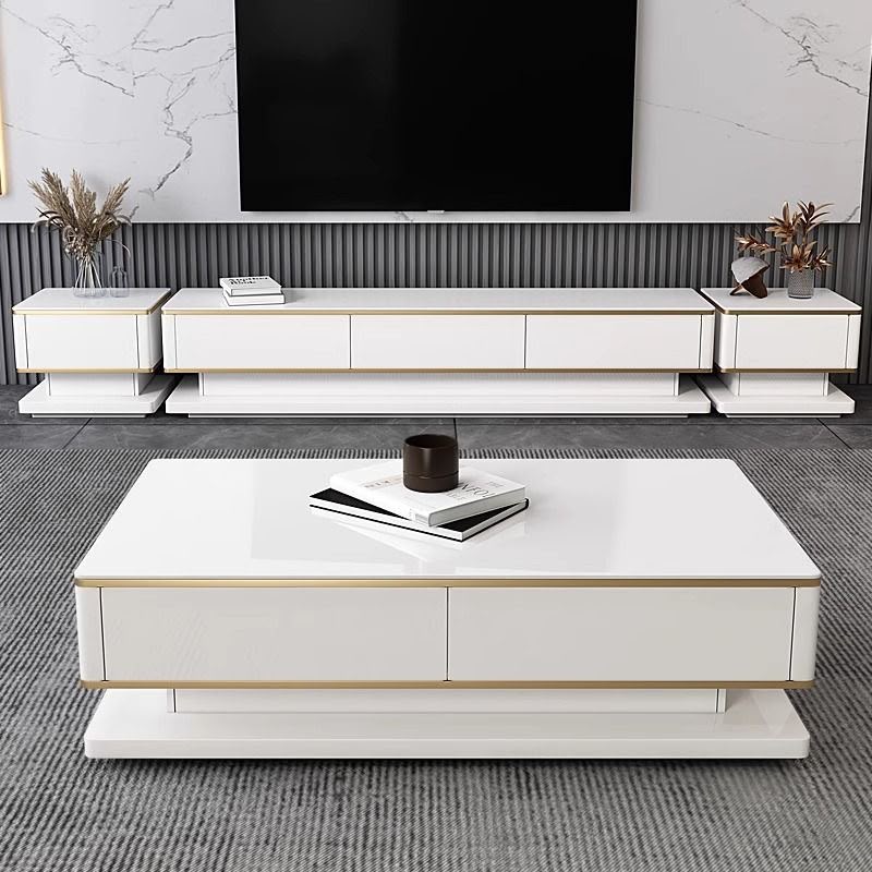 Aurora Modern Living Room Set – TV Console, Coffee Table & 2 Side Tables (4-Piece Set)