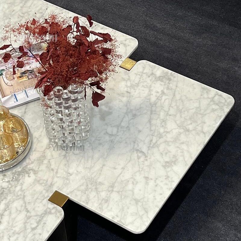 Sereno Real Marble Coffee Table – Sculptural Modern Center Table 120 × 130 × 40 cm