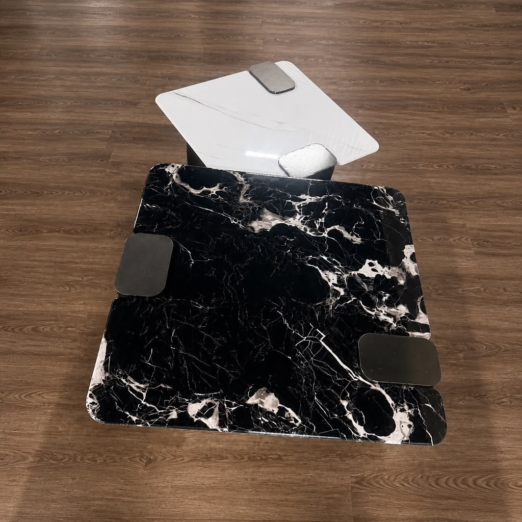 Dualis Marble Nesting Coffee Table Set – Modern 2-Piece Marble Center Tables