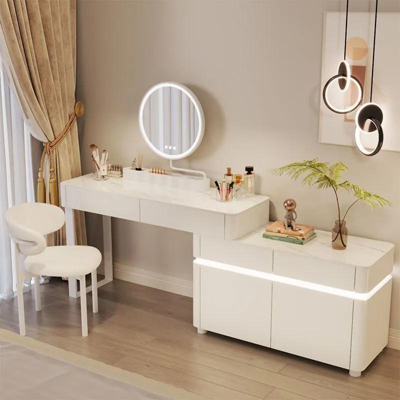 Full White Vanity With 360 LED Mirror Adjustable 160 To 200cm