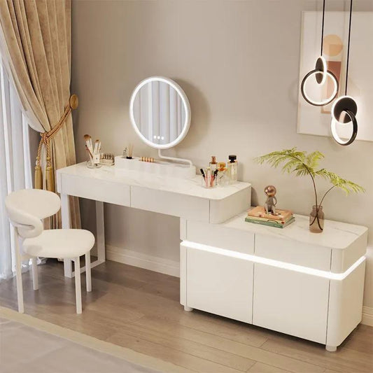 Full White Vanity With 360 LED Mirror Adjustable 160 To 200cm