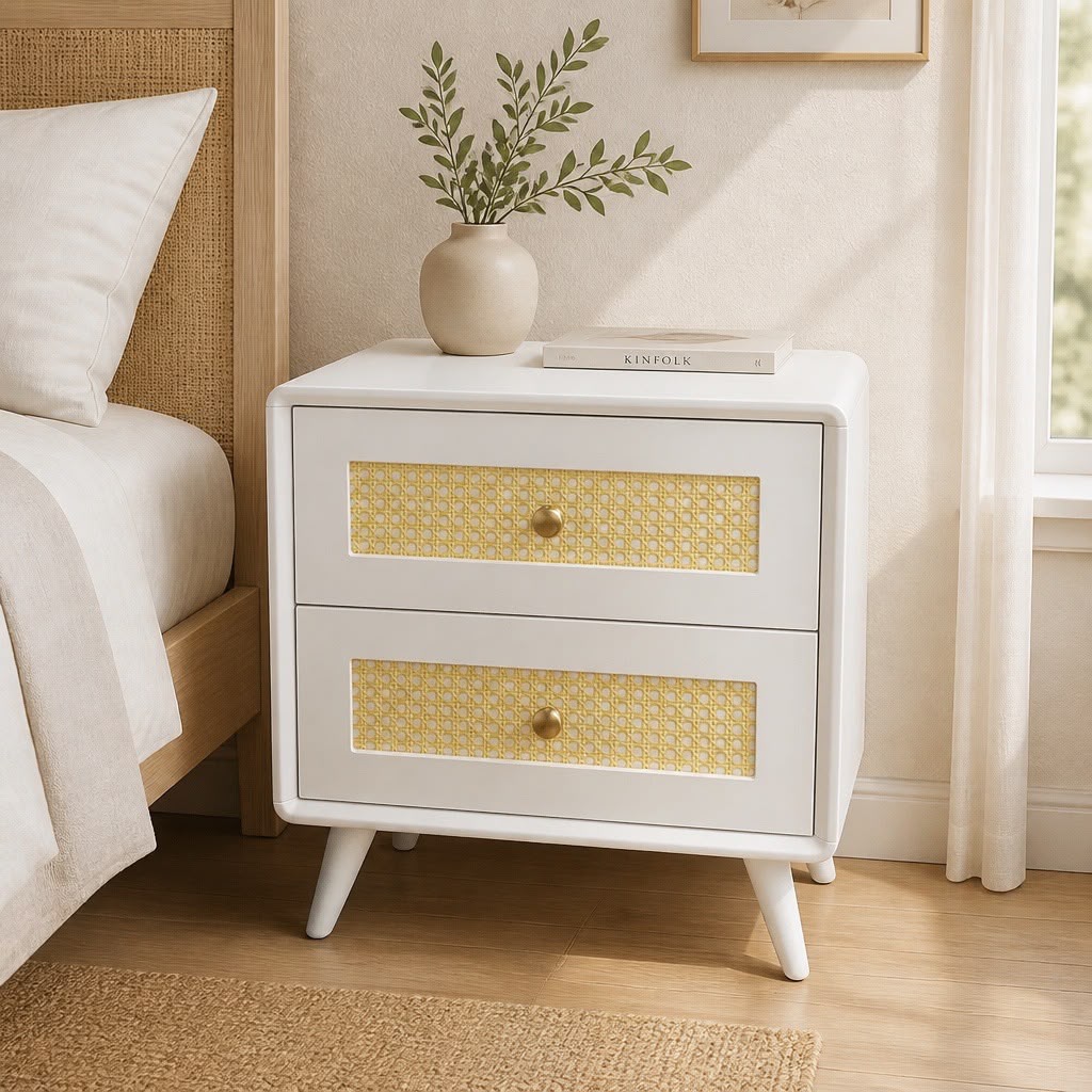 Bedside Solid Wood 50x40x50 White