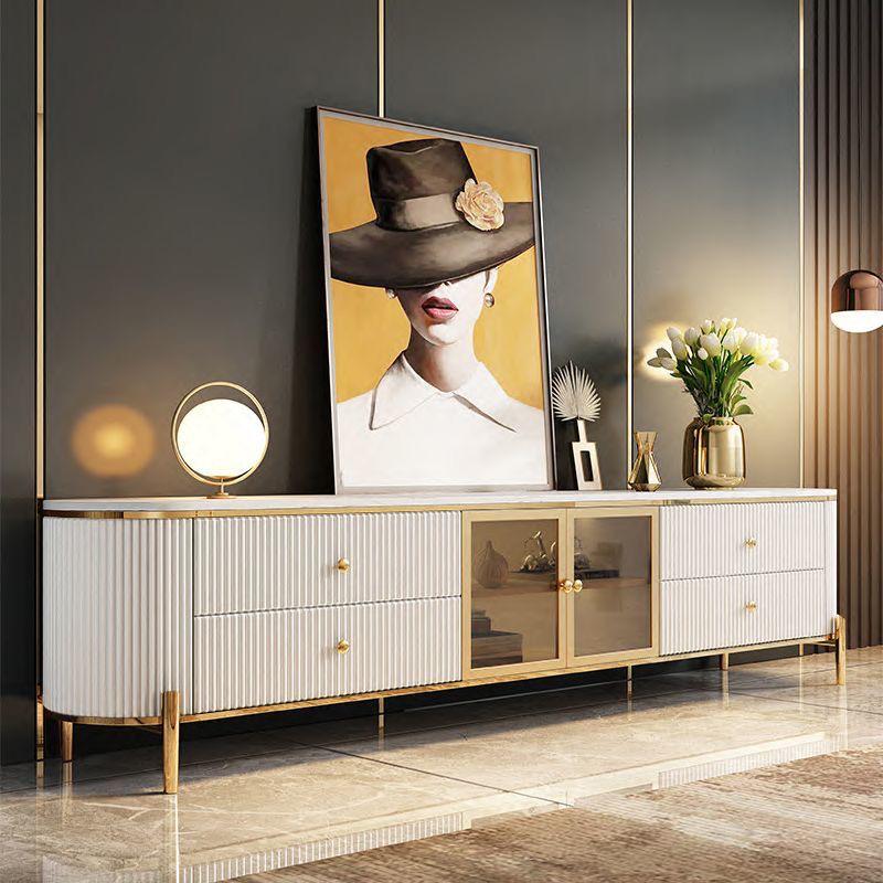 TV Table Marble Top 200cm White