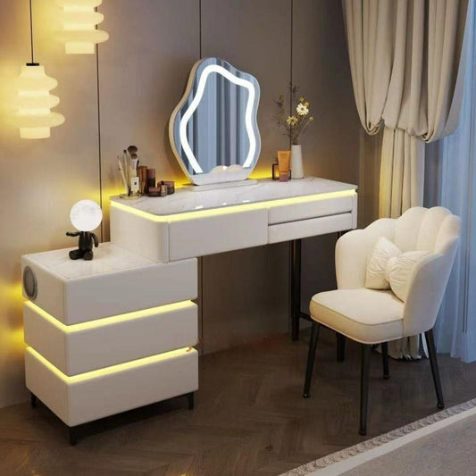 Dressers ; Dressing Table ; bedroom dresser ;makeup table ; makeup dressing table ; led mirror ; smart dressing table ; smart dresser ; make up ; modern dresser ; wooden dresser