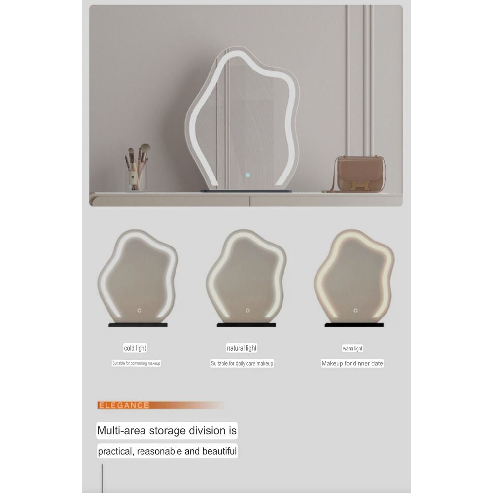 Black vanity set ; modern dressing table ; cloud-shaped mirror ; luxury makeup table ; minimalist furniture ;  six-drawer chest ; obsidian black vanity ; contemporary bedroom furniture ; elegant vanity set ; functional vanity set ; minimalist dressing table.