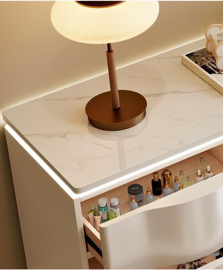 Trendy Vanity With LED lights Marble Top White 120cm