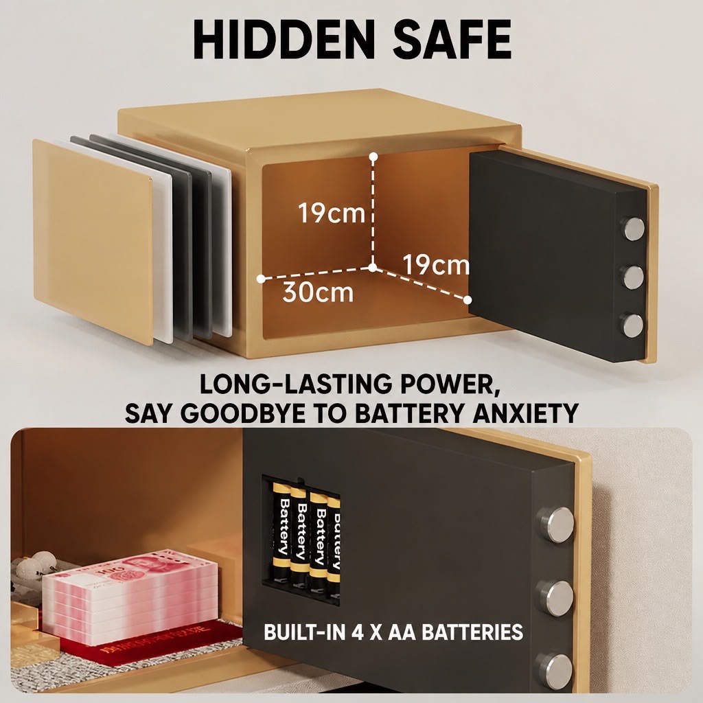 VaultGuard Luxury Bedside Table with Hidden Digital Safe