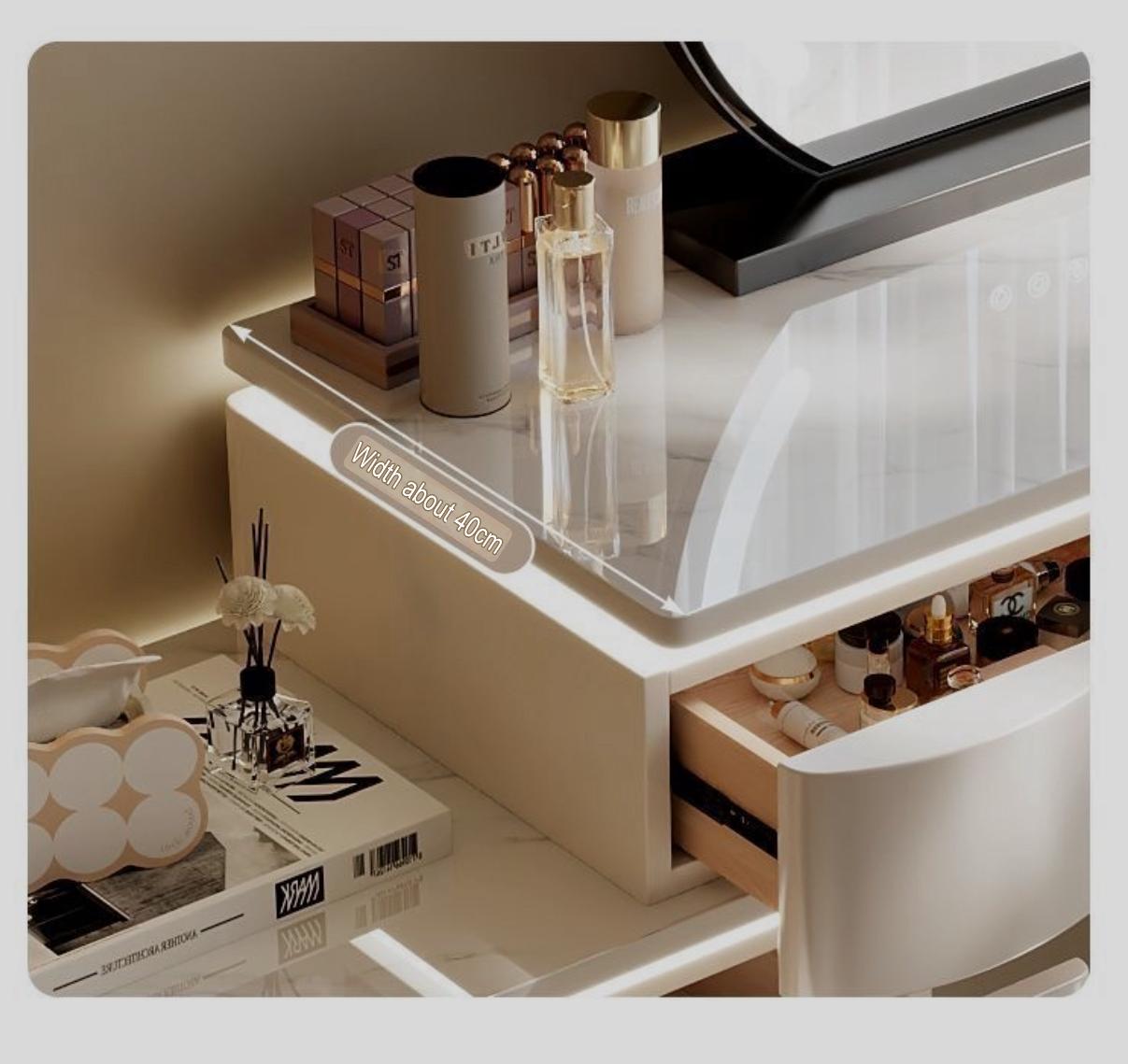 Trendy Vanity With LED lights Marble Top White 120cm